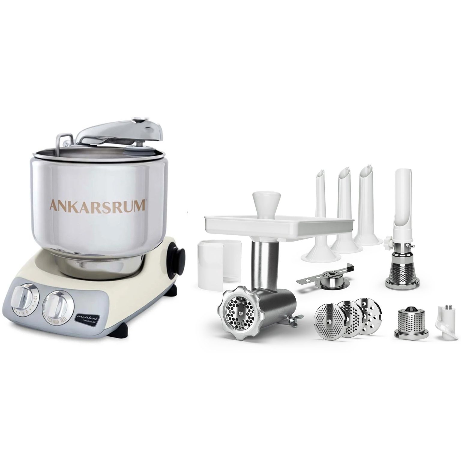 Ankarsrum AKM 6230 köksmaskin Ljus creme + komplett Köttkvarn