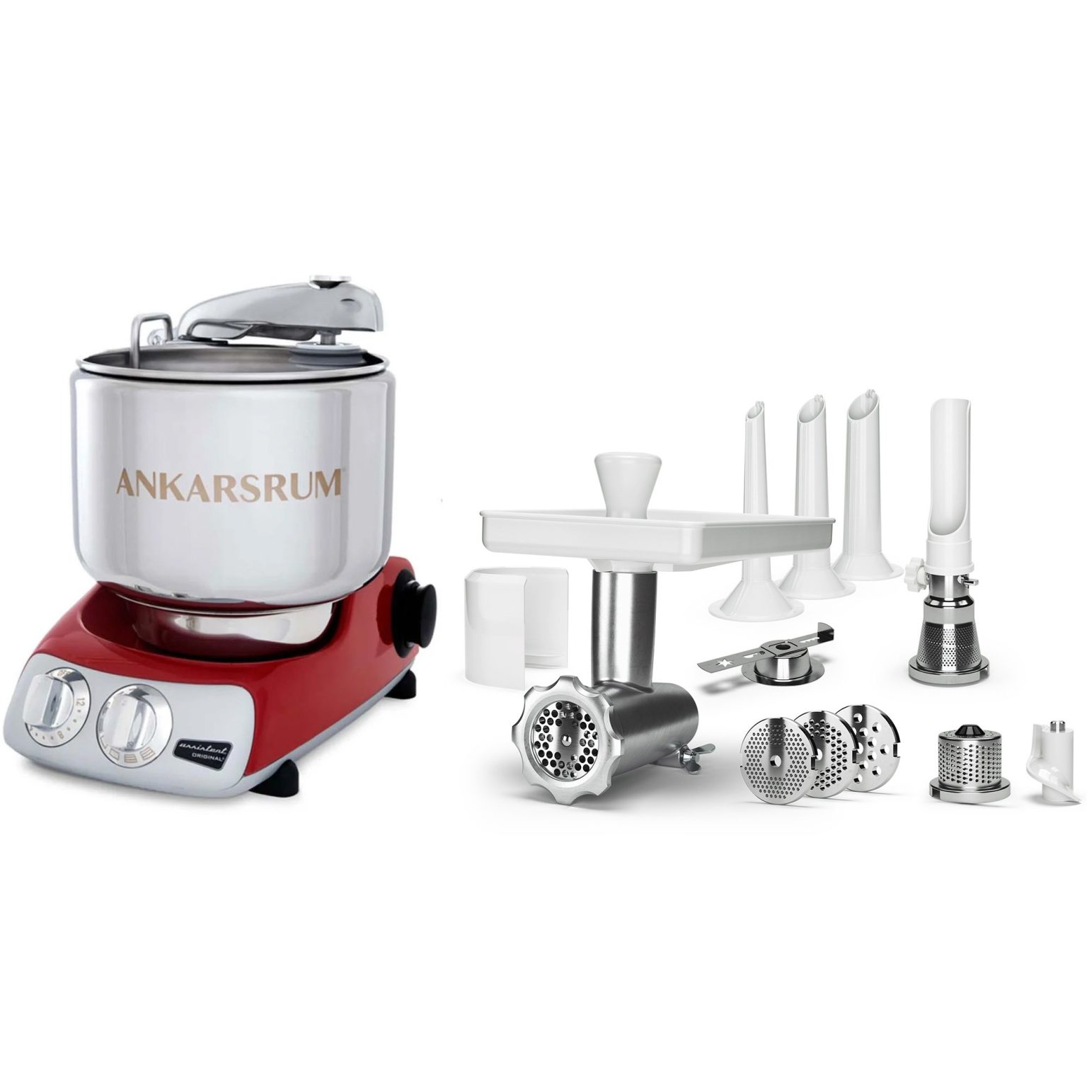 Ankarsrum AKM 6230 köksmaskin röd + komplett Köttkvarn